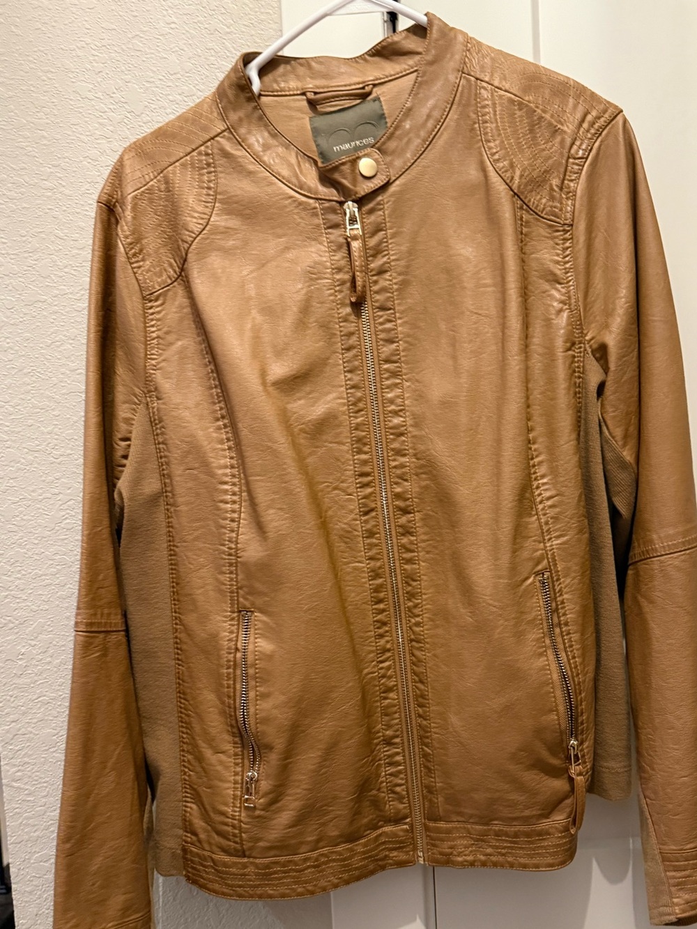 Maurices Caramel Tan Faux Leather Moto Jacket - Size 1X